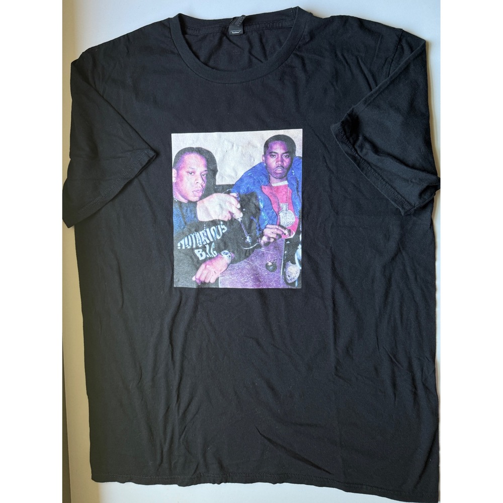 Anvil Jay-Z Nas Graphic T Shirt Hip Hop Rap Black Large Short Sleeve Tee